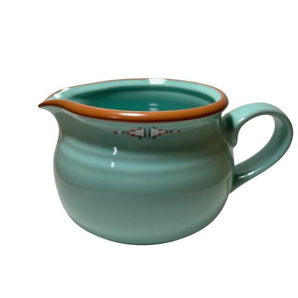 Vintage Noritake BOULDER RIDGE Creamer Gravy Boat Turquoise Southwest Aztec - Picture 1 of 11
